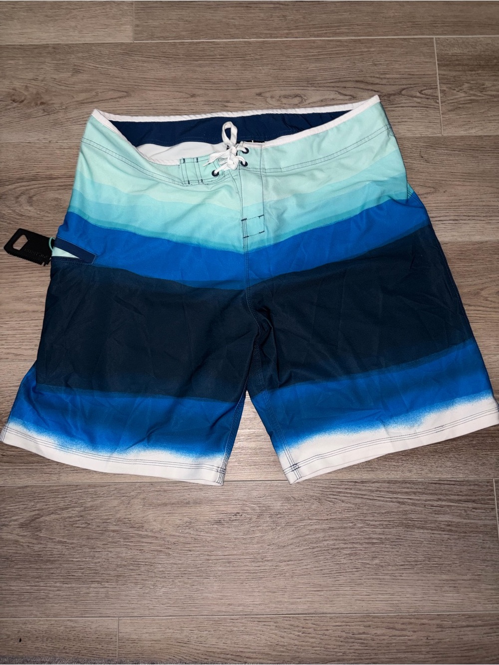 burnside Men's Blue Ombre Stripe Board Shorts